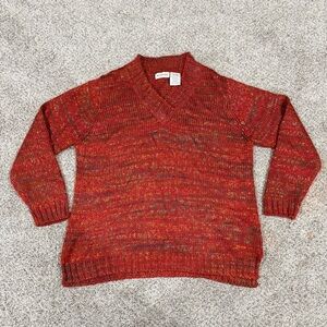 Vintage White Stag Classic Red Knit V Neck Sweater Christmas Women’s L US 12-14